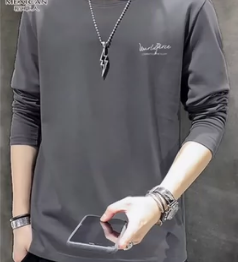 稻草人字母纯棉长袖男款，深灰色，XL，全新...