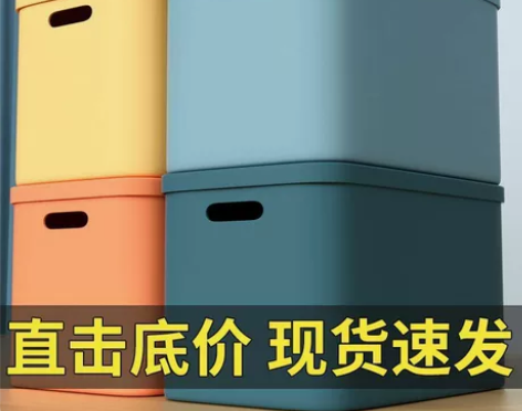 【低价处理】全新彩色收纳箱带盖桌面储物箱家...