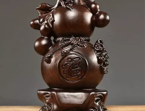 【特价包邮】清仓黑檀实木雕葫芦摆件大号风水...