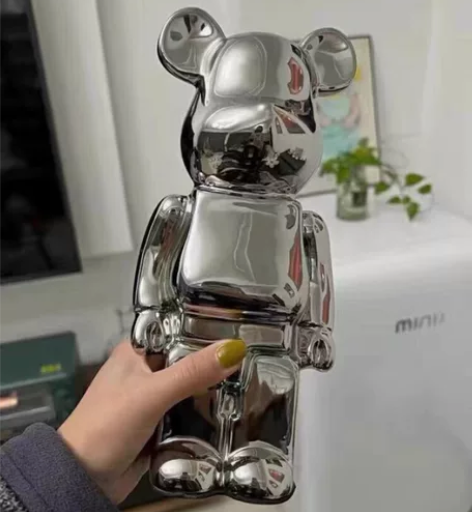 电镀陶瓷网红小熊暴力熊摆件轻奢高级感客厅摆...