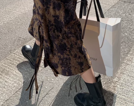 JHXC 复古开叉半身裙女高腰2020秋冬...