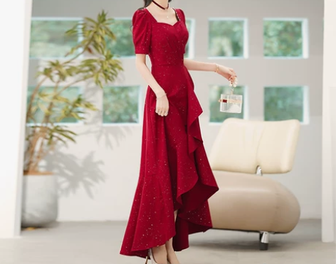 酒红色敬酒服新娘高级感2022新款结婚订婚...
