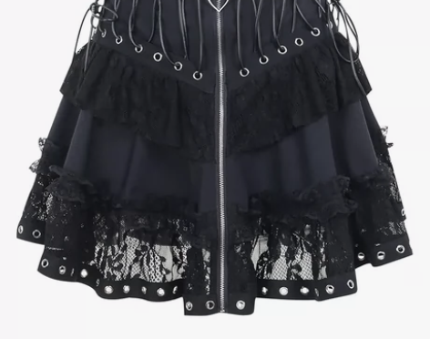 哥特暗黑绑带拉链蕾丝亚文化亚比原宿街头二次...