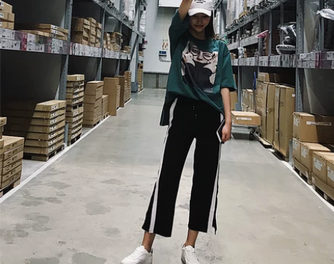 【狂欢价】运动阔腿裤女开叉2018新款学生...