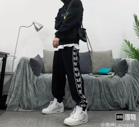 bt复古风串标束脚卫裤，春秋运动裤m码 感...