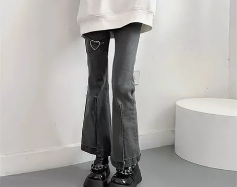 牛仔裤女春季喇叭裤复古长裤高腰显瘦阔腿裤i...