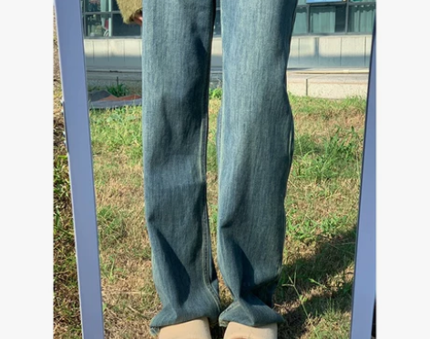 做旧阔腿牛仔裤女宽松夏季高腰垂感复古显瘦百...