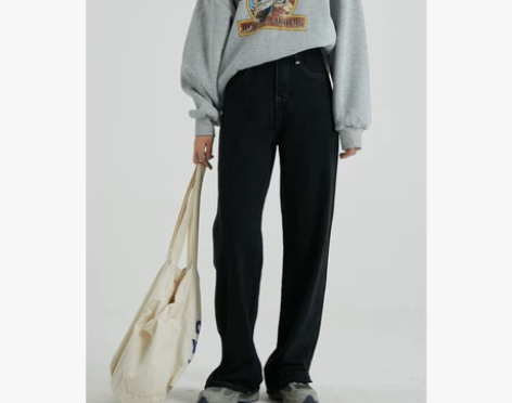 SAMDAO 小开叉直筒显瘦梨形身材长腿裤...