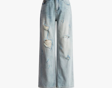 加比gaby清凉一夏舒适挺阔纯棉破洞牛仔裤...