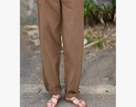 有鱼休闲裤女2023新款夏季显瘦大码棉麻萝...