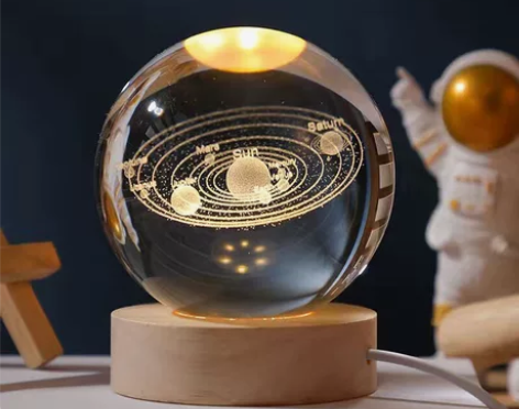 跨新年宇宙系列发光水晶球创意小夜灯桌面摆件...