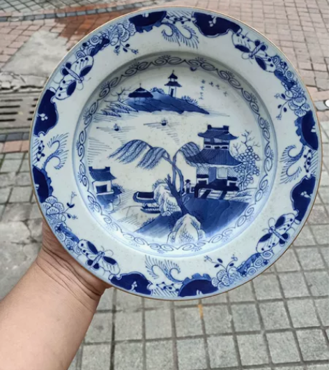 清代景德镇窑景德镇陶瓷青花瓷青花人物故事山...