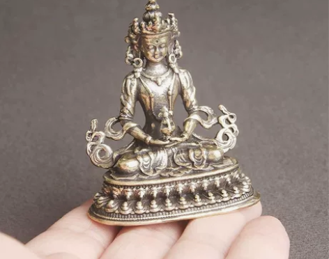 黄铜藏佛长寿佛桌面摆件 神像工艺品佛像文玩...