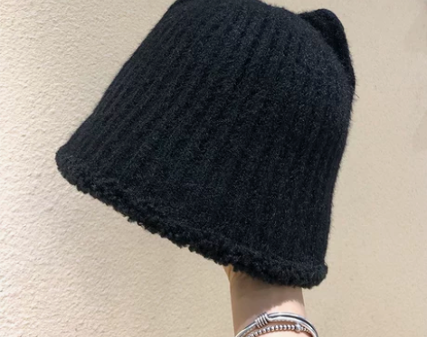 韩国可爱耳朵保暖水筒渔夫帽子女百搭加厚潮c...