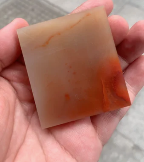 老挝石，朱砂镇纸 尺寸：56/50/11m...