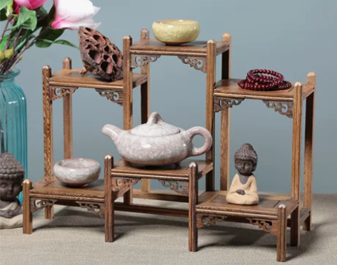 新中式实木鸡翅木小博古架微型家居客厅酒柜茶...