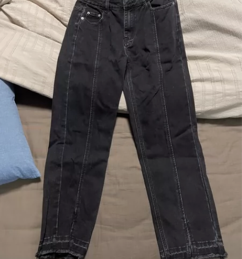 复古开衩牛仔长裤 170码 有尺码表 水洗...