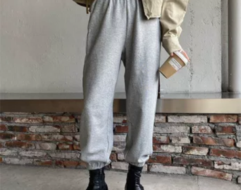 灰色卫裤女九分高腰秋季新款学生松紧腰哈伦裤...