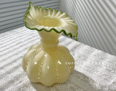 Vintage中古芬顿花瓣花瓶摆件客厅插