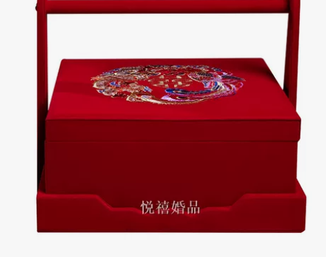 中式手提彩礼聘礼礼金箱结婚礼盒红色婚庆陪嫁...