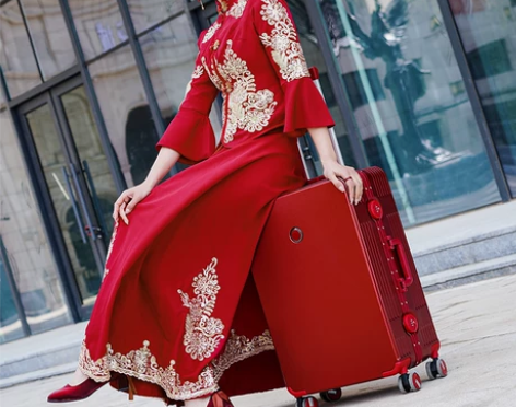 高级感结婚行李箱新娘陪嫁箱拉杆箱女皮箱密码...