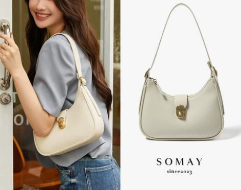 腋下包包女2023新款秋冬百搭单肩斜挎包白...