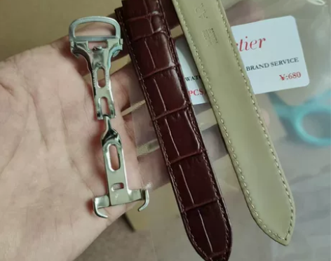 适配卡地亚蓝气球真皮手表带男女款折叠扣原装...