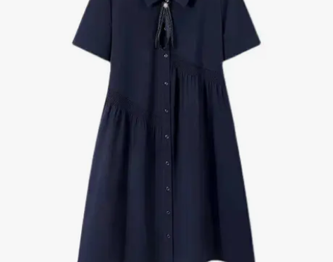 拉夏贝尔短袖连衣裙女2022夏季新款休闲显...