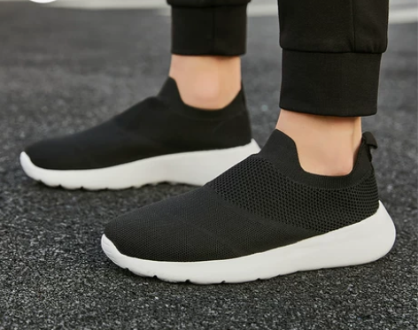 回力一脚蹬男鞋2023春秋飞织懒人健步鞋透...