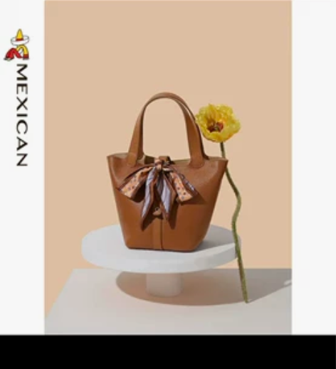 稻草人新款优雅时尚百搭丝巾水桶手提斜挎包2...