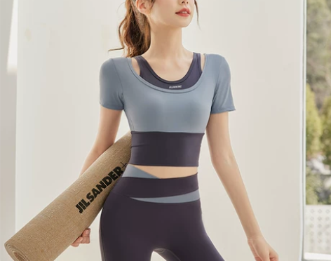 瑜伽服女2023新款高级感速干短袖上衣专业...