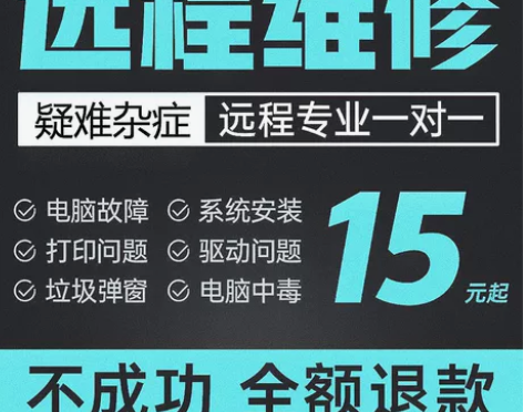 电脑远程维护及维修，重装系统，c盘清理，分...