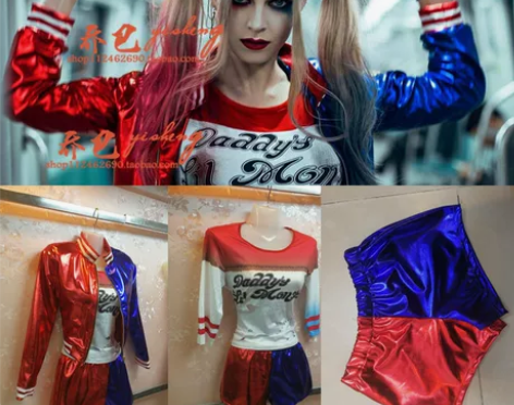 白泽自杀小队小丑女COS服装全套道具哈莉·...