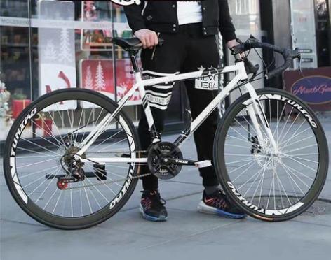 死飞变速自行车男弯把实心胎活飞单车双碟刹公...