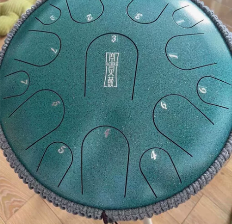 鲁儒空灵鼓 钛金钢14寸15音d调孔雀石色...