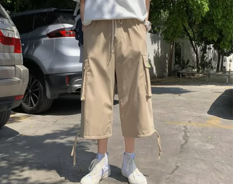 工装短裤男夏季薄款外穿潮牌七分裤潮流宽松裤...