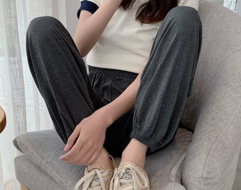 莫代尔灯笼裤女夏季薄款休闲高腰宽松阔腿束脚...