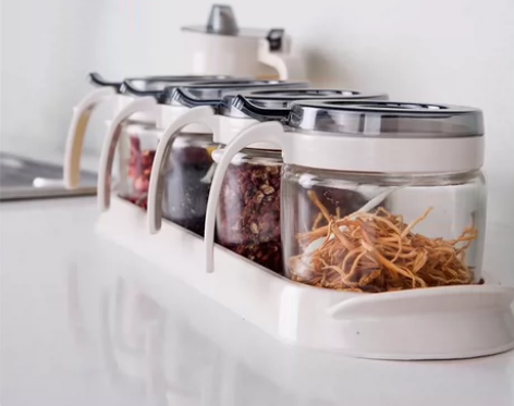 全新禧天龙H-8041玻璃调料盒家用厨房组...