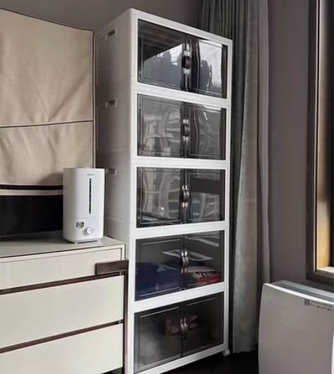 免安装折叠收纳柜开门式多层储物柜家用免安装...