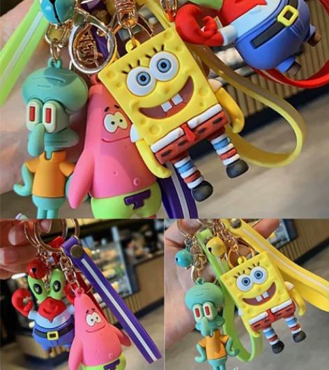 海绵宝宝钥匙扣卡通可爱书包配饰挂件 有4款...