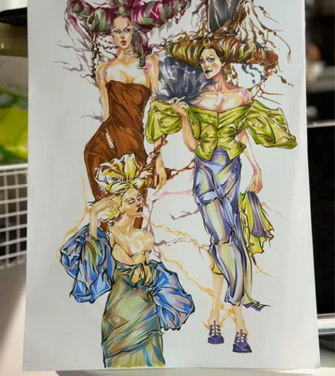 时装画代画/马克笔绘画/手绘服装效果图时装...