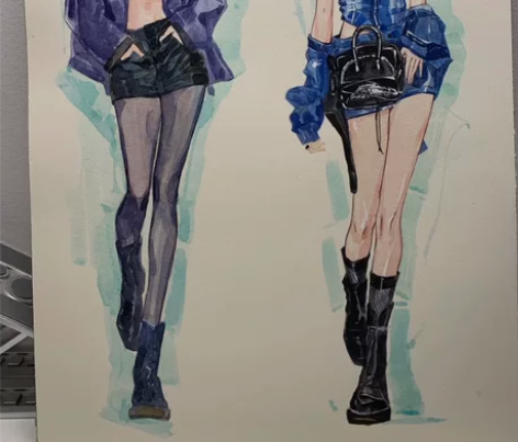 服装款式图dai画 服装效果图绘画/板绘/...