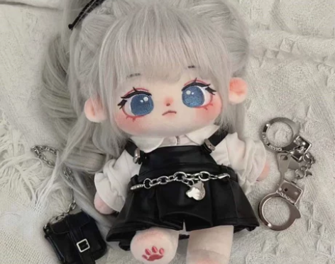 大乔小乔姐妹棉花娃娃炸毛绒公仔女孩20cm...