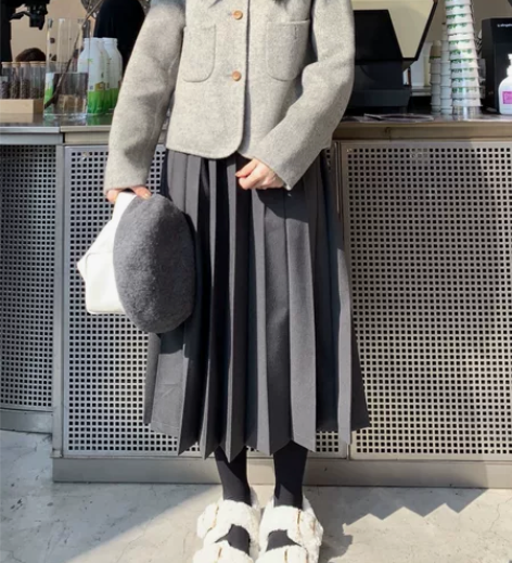 Komorebis//韩版学院风百褶松紧高...