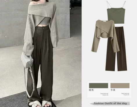 ?包邮 秋冬季女装搭配一整套微胖梨形身材盐...