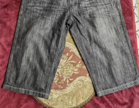 七匹狼男牛仔短裤，岩黑色，170／74A（...