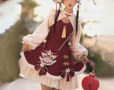 现货未知星辰新年兔兔外套长袖jsk甜美新年...