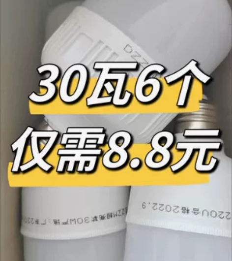 【30瓦6个仅需8.8元】灯泡led高亮节...