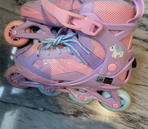 迪卡侬轮滑鞋溜冰鞋儿童初学者中大童可爱滑冰...
