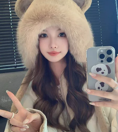 帽子女秋冬款毛绒帽子2023新款雷锋帽冬天...